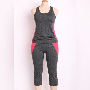 Heather Gray Leggings with Coral Side Panels